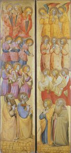 Left panel: St. Peter and St. Paul with Angels; Right panel: St. James and St. Andrew with Angels, c.1400 by Carlo da Camerino